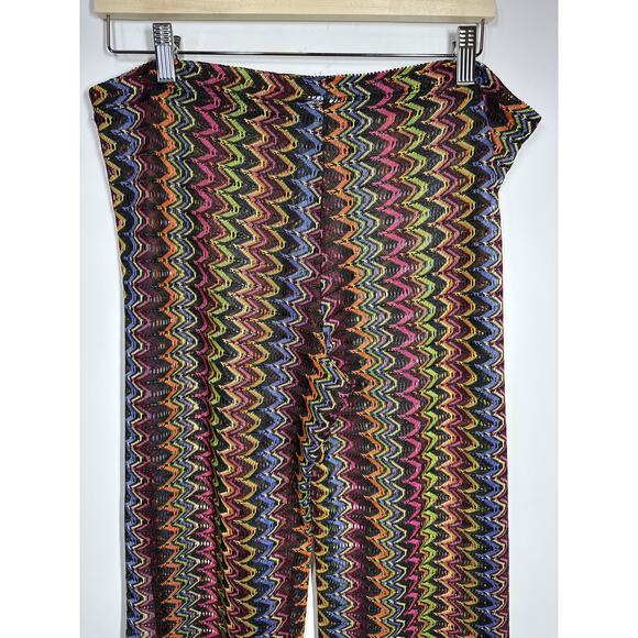 Becca Carnavale Swim Cover-Up Pants Side Slit Crochet Sheer Rainbow Size S ** - Picture 8 of 12